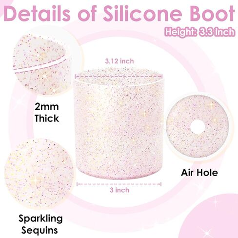 Vmini Higher Glitter Silicone Boot for Stanley Cup 40 oz, Rubber Bottom Protector for Stanley Quencher 40 oz Tumbler with Handle, Bling Tumbler Boot for Stanley Cup Accessories 40oz in Saudi Arabia
