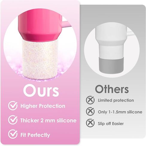 Vmini Higher Glitter Silicone Boot for Stanley Cup 40 oz, Rubber Bottom Protector for Stanley Quencher 40 oz Tumbler with Handle, Bling Tumbler Boot for Stanley Cup Accessories 40oz in Saudi Arabia