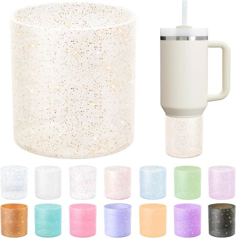 Vmini Higher Glitter Silicone Boot for Stanley Cup 40 oz, Rubber Bottom Protector for Stanley Quencher 40 oz Tumbler with Handle, Bling Tumbler Boot for Stanley Cup Accessories 40oz in Saudi Arabia