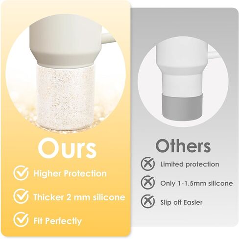 Vmini Higher Glitter Silicone Boot for Stanley Cup 40 oz, Rubber Bottom Protector for Stanley Quencher 40 oz Tumbler with Handle, Bling Tumbler Boot for Stanley Cup Accessories 40oz in Saudi Arabia