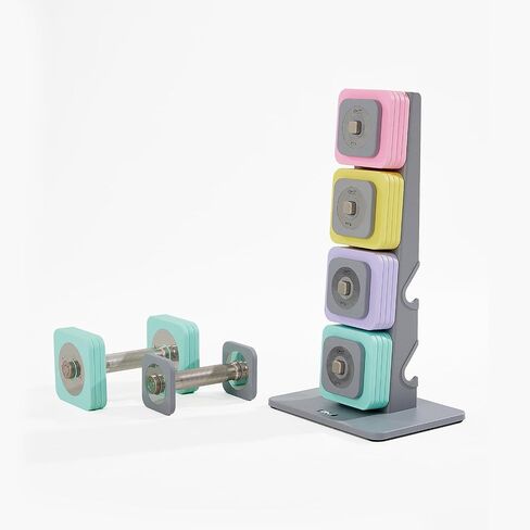 DHT Dumbbell Sets with Rack, Free Weights Dumbbells Set, All-Purpose Fitness, Anti-Rolling, Weights Set for Gym, Home, Office, 2.2-22 lbs, 1 Set in Saudi Arabia