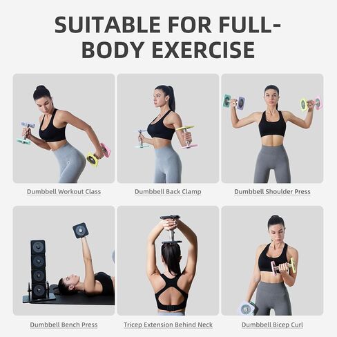 DHT Dumbbell Sets with Rack, Free Weights Dumbbells Set, All-Purpose Fitness, Anti-Rolling, Weights Set for Gym, Home, Office, 2.2-22 lbs, 1 Set in Saudi Arabia