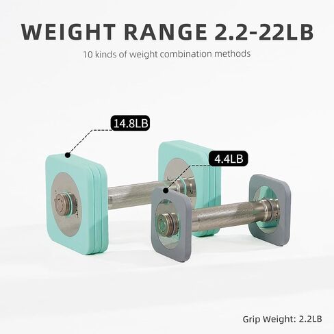 DHT Dumbbell Sets with Rack, Free Weights Dumbbells Set, All-Purpose Fitness, Anti-Rolling, Weights Set for Gym, Home, Office, 2.2-22 lbs, 1 Set in Saudi Arabia