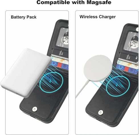 KIHUWEY for iPhone 12 Pro Max Wallet Case Card Holder Kickstand, Black in Saudi Arabia