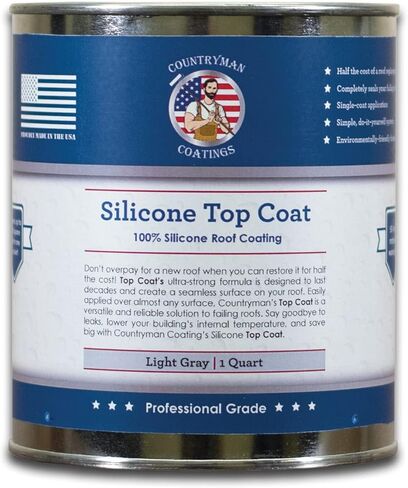 Countryman Coatings - 100% Silicone Roof Coating Restore Your Roof in a Day Seal Leaks, Cracks, Seams, Penetrations Adheres to All Surfaces (1 Quart, White) in Saudi Arabia
