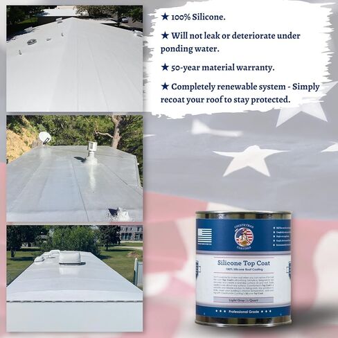 Countryman Coatings - 100% Silicone Roof Coating Restore Your Roof in a Day Seal Leaks, Cracks, Seams, Penetrations Adheres to All Surfaces (1 Quart, White) in Saudi Arabia
