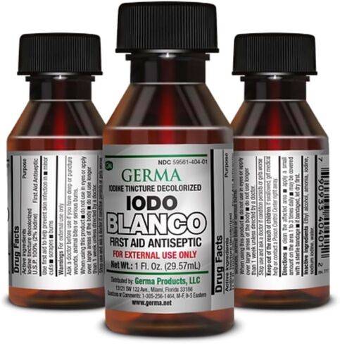 Iodine Tincture Decolorized Liquid First Aid, Antiseptic (2 Bottles- One Fl oz Each) in Saudi Arabia