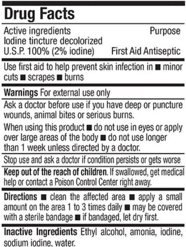 Iodine Tincture Decolorized Liquid First Aid, Antiseptic (2 Bottles- One Fl oz Each) in Saudi Arabia