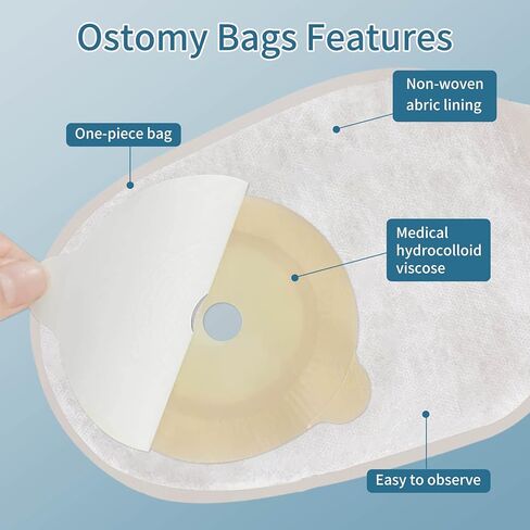 One Piece Ostomy Colostomy Bags, Ostomy Supplies, 10 Pcs Drainable Ostomy Pouch for Ileostomy Stoma Care, Cut to Fit(20-60mm) in Kuwait