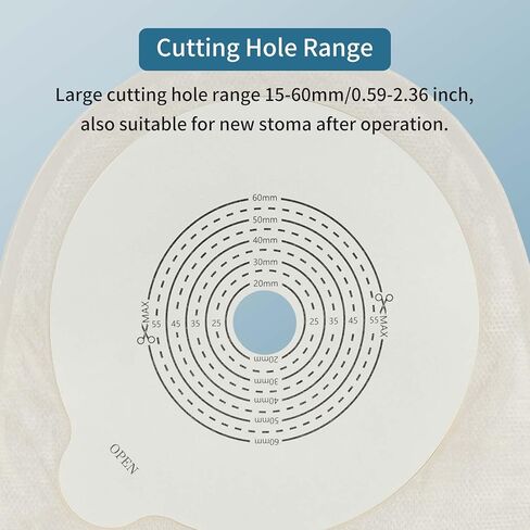 One Piece Ostomy Colostomy Bags, Ostomy Supplies, 10 Pcs Drainable Ostomy Pouch for Ileostomy Stoma Care, Cut to Fit(20-60mm) in Kuwait