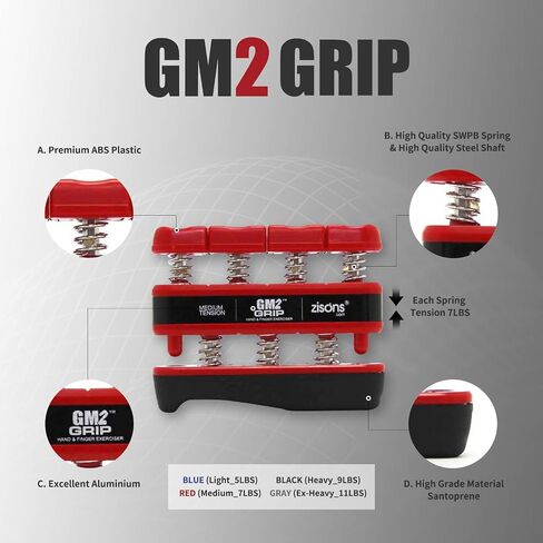 جهاز تمرين القبضة GM2، جهاز تمرين اليد، جهاز تمرين الأصابع. 9 رطل (أسود) 7 رطل (أحمر) 5 رطل (أزرق) in Saudi Arabia