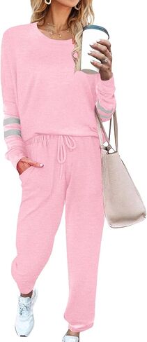 Ekouaer Sweatsuits Womens Loungewear Set Tracksuit Long Sleeve Pajamas Set with Pockets 2 Piece Outfits Lounge Sets in Saudi Arabia