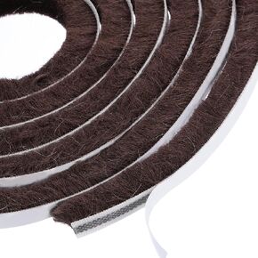PATIKIL Pile Weather Stripping, Self Adhesive Weatherstripping Brush Fuzzy Door Weather Seal Strip Insulation for Window Door Frame, Brown (16ft Lx3/8"Wx5/8"H)