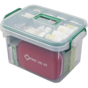 Plastic Family First Aid Organizer Box, Emergency Medicine Box, Clear Household Medicine Storage Container, 1 Pack