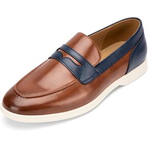 Meijiana Men's Genuine Leather Loafers Slip-On Moccasins Suede Dress Shoes, Lightweight and Breathable with Rubber Sole Stylish Mens Loafers