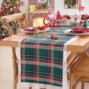 2 Packs Red Table Runner Christmas Table Runner 13x84 Inch Buffalo Plaid Table Linens Check Kitchen Dining Party Table Decoration
