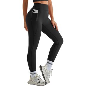 MOOSLOVER Women High Waisted Leggings with Pocket Tummy Control Workout Compression Leggings Gym Running Yoga Pants