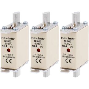 NH Fuse Link, NH000, 40A, gG, Front Indicator Combination Detector, Pack of 3