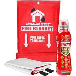 LifeSafe StaySafe All-in-1 Portable Fire Extinguisher with Signature Series Fire Blanket | Compact Emergency Fire Spray, Flame Suppression Fiberglass, Non-Toxic, Eco-Friendly, for Home Safety