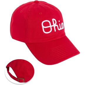 Desert Cactus The Ohio State University Baseball Hat OSU Buckeyes Brimmed Embroirderd Hats Cap Adjustable Cloth Strap Adult (Style H1) Red