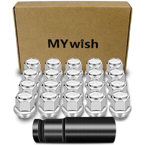 M12x1.5 Lug Nuts Set, Chrome OEM Factory Style Wheel Lug Nuts, Lug Nuts for 2001-2022 Ford Escape, 2000-2018 Ford Focus, 2006-2020 Ford Fusion Factory Wheels (20-Pack with Lug Nut Socket) by Mywish