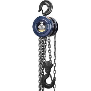 TCE ATR9020U-1 Torin Manual Hand Lift Steel Chain Block Hoist with 2 Heavy Duty Hooks, 2 Ton (4,000 lb) Capacity,8ft/2.5m Blue