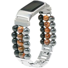 C&L Accessories Bands Compatible with Charge 6/Charge 5 Bands Beaded Stone Adjustable Metal Bracelet