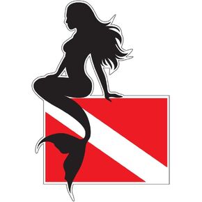 6076 Mermaid Diver Down Vinyl Decal for Bumpers, Windows, laptops or Any Smooth Surface