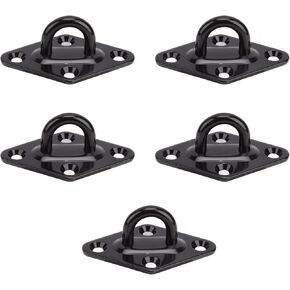 Tissting 5 Pcs 304 Stainless Steel Pad Eye Plate Hook, Heavy Duty Wall Mount Ring Hooks, Ceiling Pad Eye Plate U Hook for Ceiling Chandeliers Ceiling Fans Ceiling Sandbags Hanging Swings(6mm)