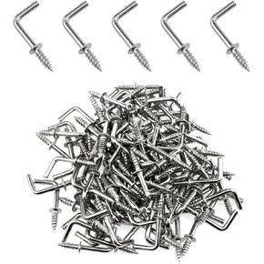 Metal l-Shaped Hooks 1/2Inch Silver L-Type Hooks Tiny Craft Screw Hooks Square Hooks Hanging Square Hooks Square Bend Hooks 100PCS
