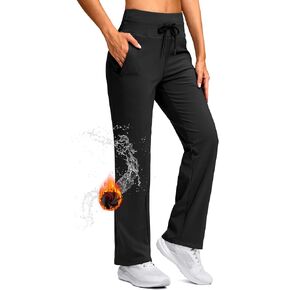 SANTINY Women's Fleece Lined Pants 29" Winter Warm Sweatpants Water Resistant Snow Ski Hiking Pants with Zipper Pockets