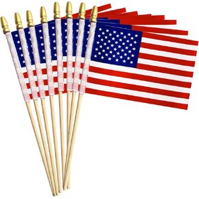 KOMIDK 24 Pack Small American Flags 4x6 Inch US American ​Hand Held Stick Flags for 4th of July,Presidents day,Flag Day,Memorial day,Election day, Veterans day,carnival celebration,Labor day