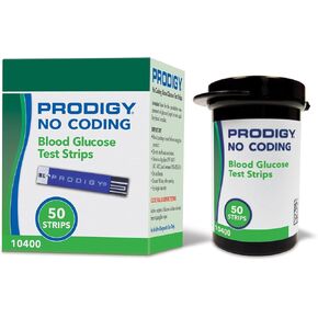 PRODIGY No Coding Blood Glucose Test Strips, Box of 50 Strips