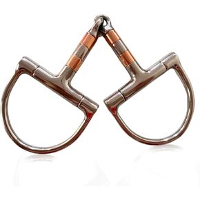 Stainless Steel D-Ring Snaffle Mouth Horse Bit D Ring Snaffle Bit with Copper Roller Horses Single Jointed Mouth Snaffle Horse Bit