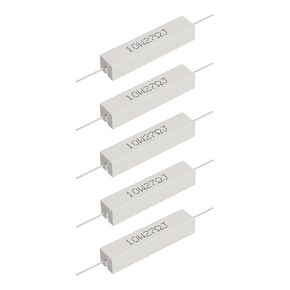 Cement Resistor, 5PCS 10W 220 Ohm 5% Axial Lead Wire Resistor White Wound Fixed Ceramic Resistors Wirewound Power Resistors Flame Heat Moisture Resistance Precharge Horizontal Resistors