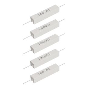 Cement Resistor, 5PCS 10W 220 Ohm 5% Axial Lead Wire Resistor White Wound Fixed Ceramic Resistors Wirewound Power Resistors Flame Heat Moisture Resistance Precharge Horizontal Resistors
