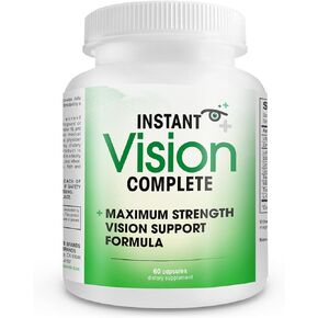 Instant Vision Complete Natural Eye Support Formula Maximum Strength Vision Support Blend of Lutein in One Daily Vision Supplement.