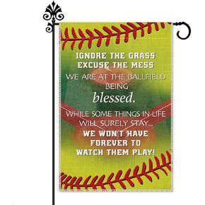 Hafhue Ignore The Garss Excuse The Mess Baseball Softball Garden Flag, 12 x 18 Inch Double Sided Holiday Yard Outdoor Decoration Flag, Check the Ballfield Flag, Baseball Flag for Baseball Lover