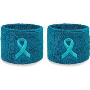 Teal Ribbon Awareness Sport Wristbands to Support Ovarian Cancer - 1 Pair