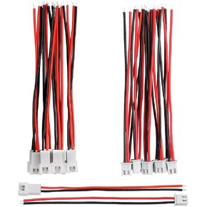 10 Pairs 1.25 mm JST 2 Pin Micro Electrical Male and Female Connector Plug with 80mm Wire Cables