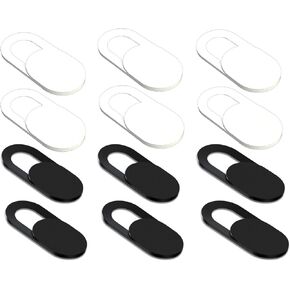 [12 Pack] Webcam Cover Slide Ultra Thin Web Camera Cover fits Laptop, Desktop, PC, Macboook Pro, iMac, Mac Mini, Computer, Smartphone,Protect Your Privacy and Security,Strong Adhensive-Black