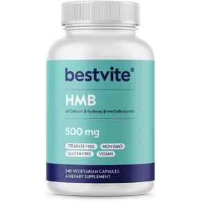 BESTVITE HMB 500mg (240 Vegetarian Capsules) - No Stearates - Vegan - Non GMO - Gluten Free - HMB Supplement
