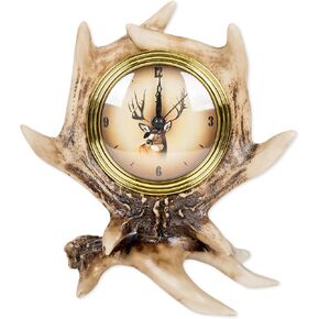Slifka Sales Co. 8 Inch Deer Antler Tabletop Desk Clock