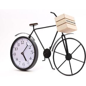 Bicycle Table Clock – Cute Decorative Black Metal Tabletop Analog Clocks – Unique Retro Mantel, Desk, Shelf Decor for Living Room, Kitchen, Bathroom or Office - Cool Bike Clock