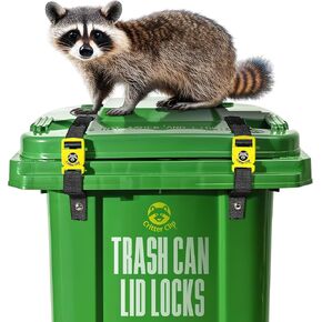 Trash Can Lid Lock-Garbage Can Lock, Garbage Lid Strap, Trash Bin Locks for Animals, Keep Raccoon Out of Trash, Bear Proof Trash Can, Garbage Lid Strap for Outside Easy Installation-2Pcs