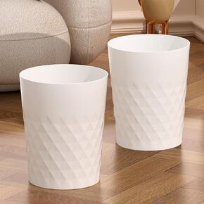 1.8 Gallon Small Trash Can 2 Pack Bathroom Garbage Can Waste Basket Recycling Bin for Dorms Bedrooms Offices Kitchens, White