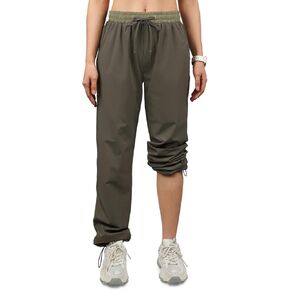 Nonwe Cargo Pants Women Classic Fit Hiking Pants Women with Drawstring Hem Green S/32 Inseam