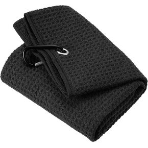 PATIKIL 24"x16" Tri-Fold Golf Towels, Waffle Pattern Towels Soft Fiber Strong Water Absorption with D Clip for Golf Lovers, Pink