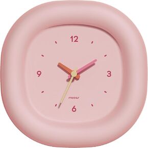 mooas Cute Mini Analog Marshmallow Clock 6.9 Inch Aesthetic Small Silent Bedside Desk Clock Battery Operated Non-Ticking Shelf Clocks for Décor Livingroom Bedroom Kitchen Desktop Gift Clock(Ivory)