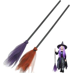 Halloween Witch Broom, 2 Pcs Haunted Dancing Halloween Witch Broomstick Prop Witch Costume Accessories for Cosplay Costume Haunted House